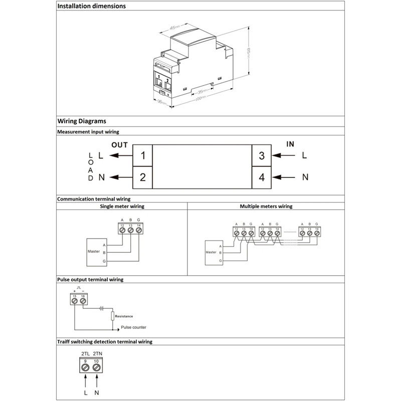 DAC2101 DIN Raylı Tek Fazlı LCD Ekranlı Çoklu Tarife Modbus Enerji Sayacı