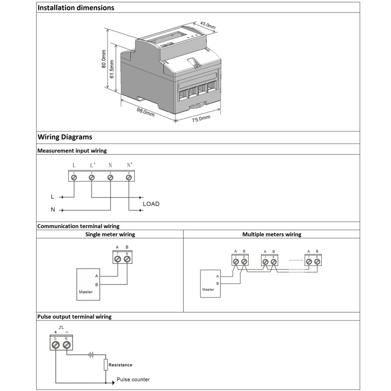 DAC4100C Tek Fazlı 2 Telli DIN Raylı Modbus Röleli Akıllı Enerji Ölçer