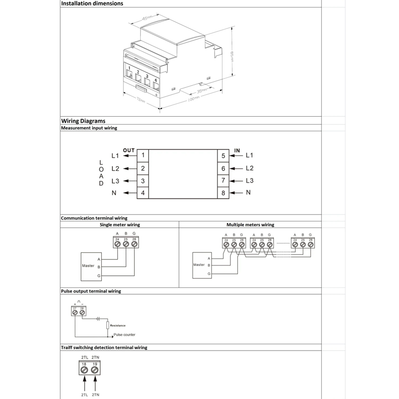 Dac4302CT DIN Raylı AC Üç Fazlı Akıllı Enerji Sayacı