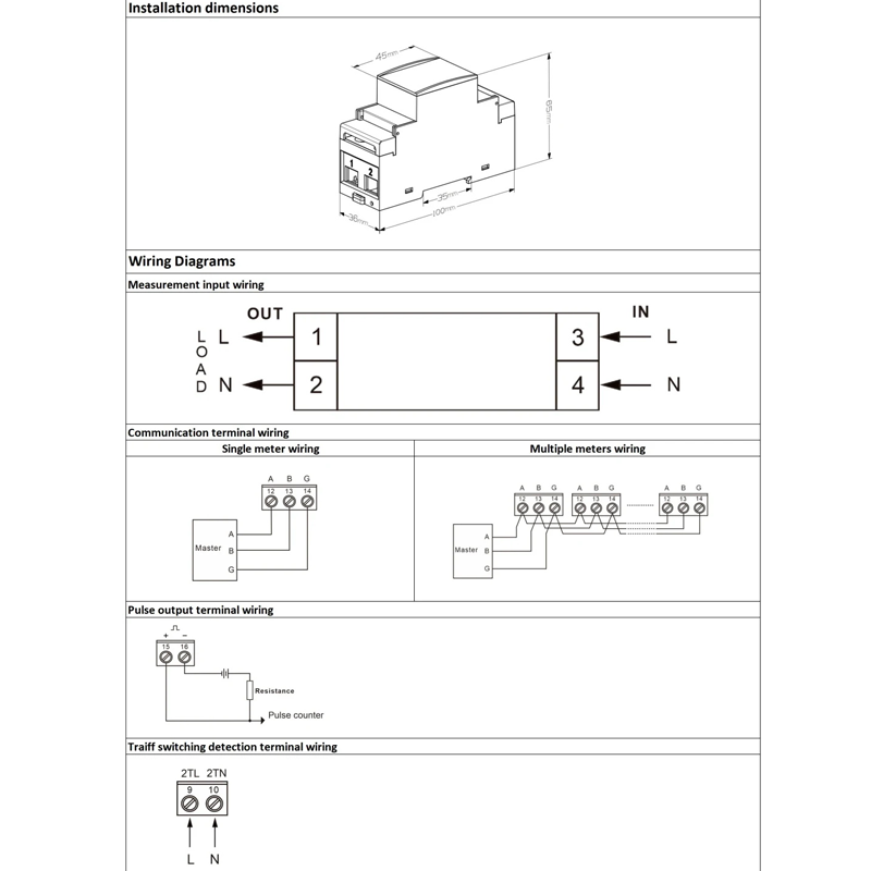 DAC2101 DIN Ray Tek Fazlı LCD Ekran Çoklu Tarife Modbus Güç Ölçer