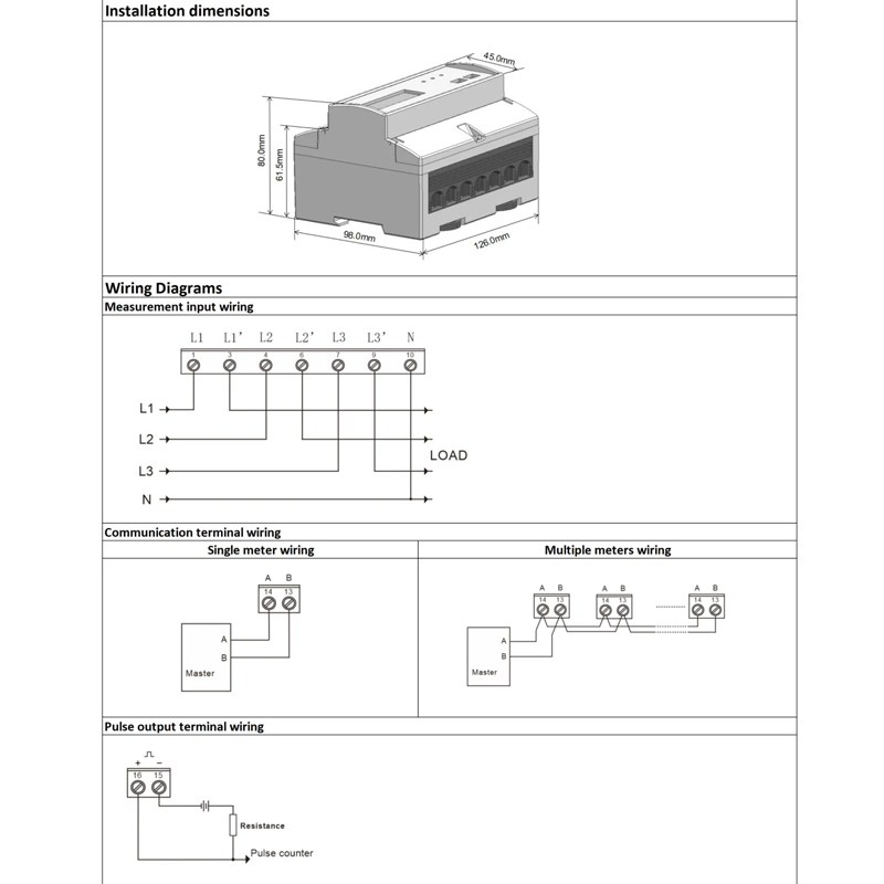 Dac7301C DIN Raylı AC Üç Fazlı Modbus Elektrik Enerjisi Sayacı